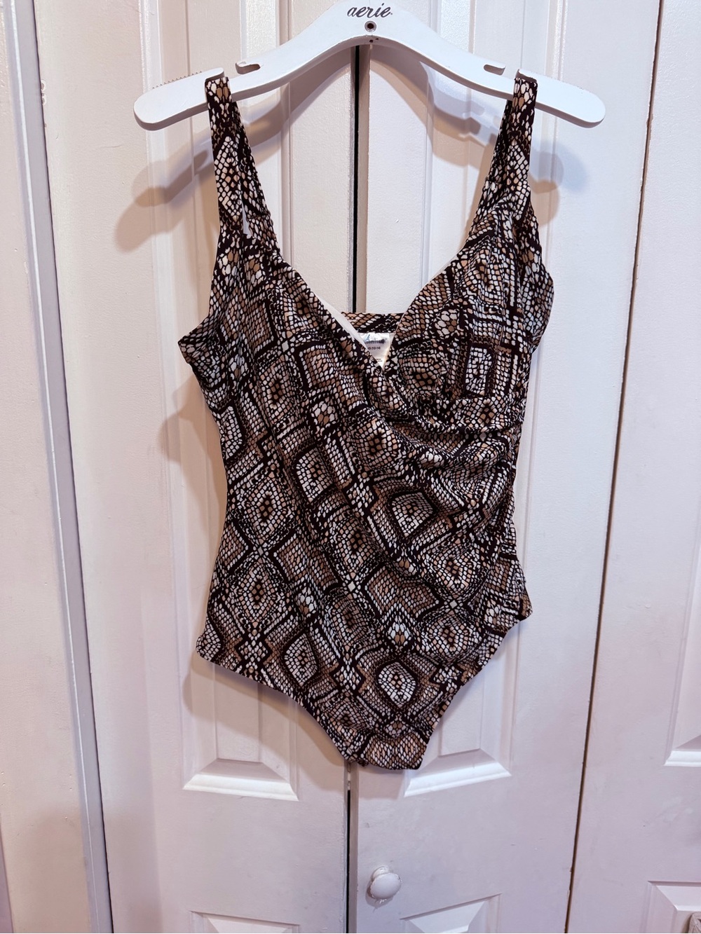 Catalina Snake-Print One-Piece Swimsuit - Black & Cream